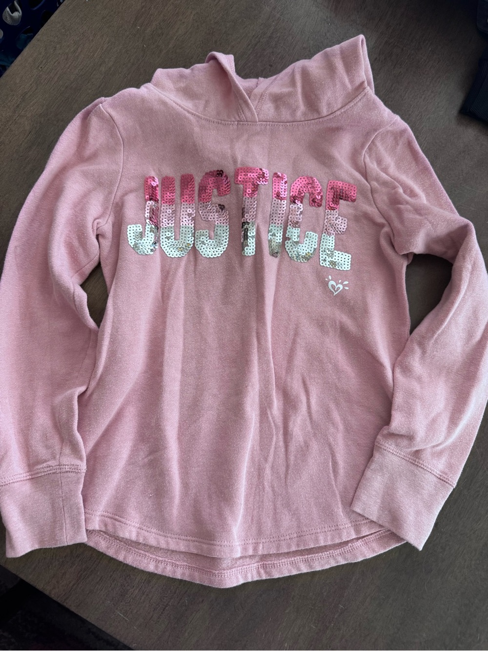 Justice Sequin Hoodie Pink Size 7 NWOT